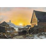 Daniel Van der Putten (Dutch 1949-): 'Winter Sunset - Church Stowe Northamptonshire'
