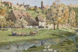 Arthur Gair Wilkinson (British 1882-1957): 'Old Farm Rothenburg'