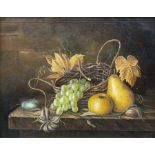 Eickelberg (Dutch 19th/20th century): Still Life of Fruit and Wicker Basket