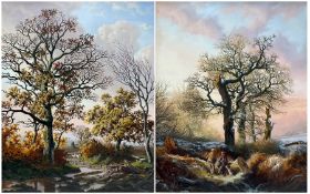 Daniel Van der Putten (Dutch 1949-): 'Bridleway to Caldecote' and 'Woodcutter Resting at Everdon Woo