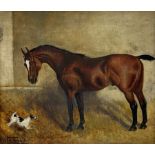 Ruth Tennant (English Naive School early 20th century): Horse in Stable with Dog