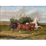 Albert Clark (British 1843-1928): 'Startled' - Horses Running from a Passing Steam Train