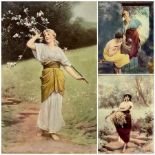 After Paul Thumann (German 1834-1908): 'Kunst bringt Gunst' 'Flower Girl' and 'Die �hrenleserin Ruth