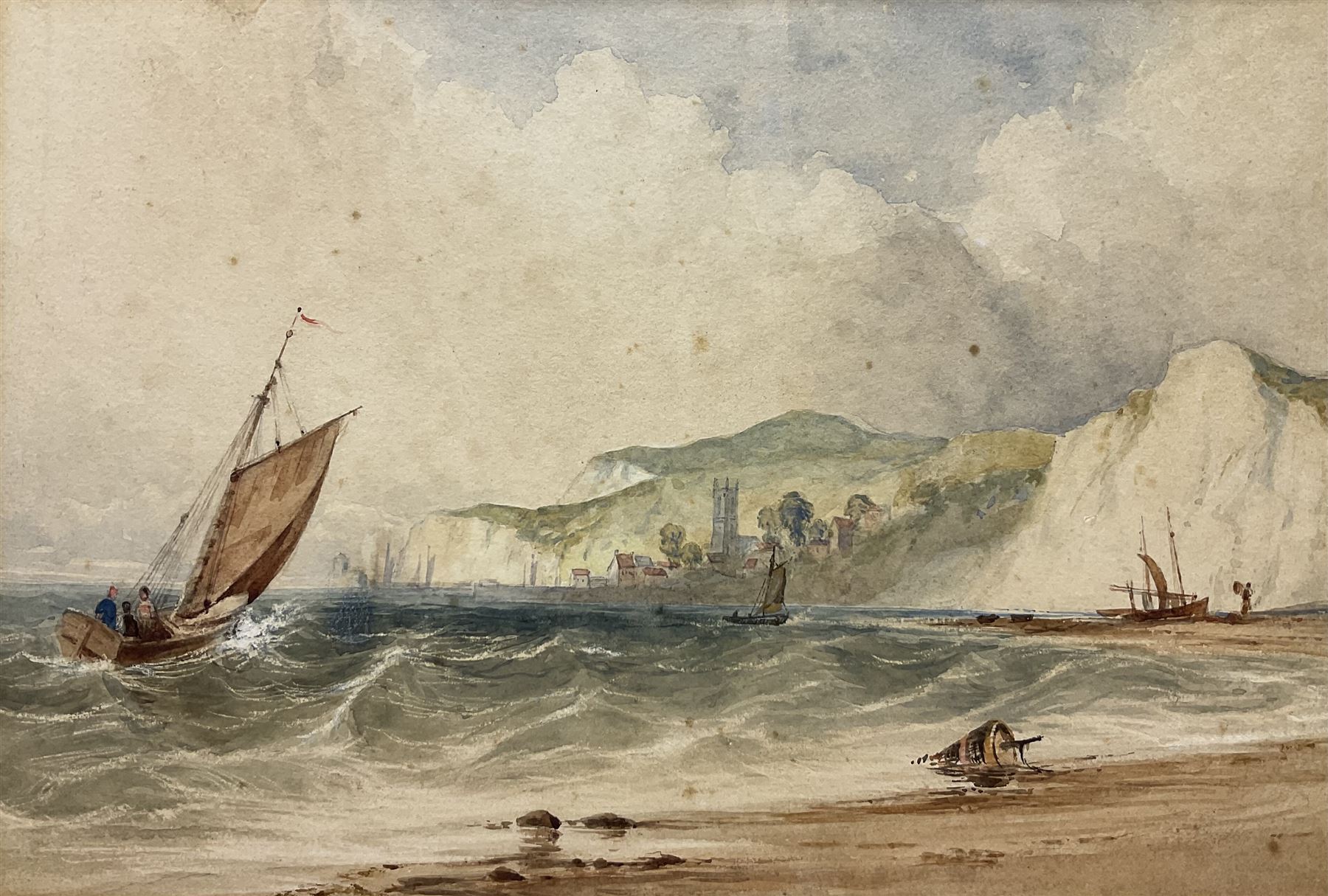 Anthony Vandyke Copley Fielding (British 1787-1855): 'Shipping off the South Coast'