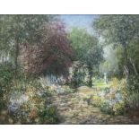 John Falconer Slater (British 1857-1937): Garden Scene in Full Bloom - Cullercoats