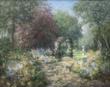 John Falconer Slater (British 1857-1937): Garden Scene in Full Bloom - Cullercoats