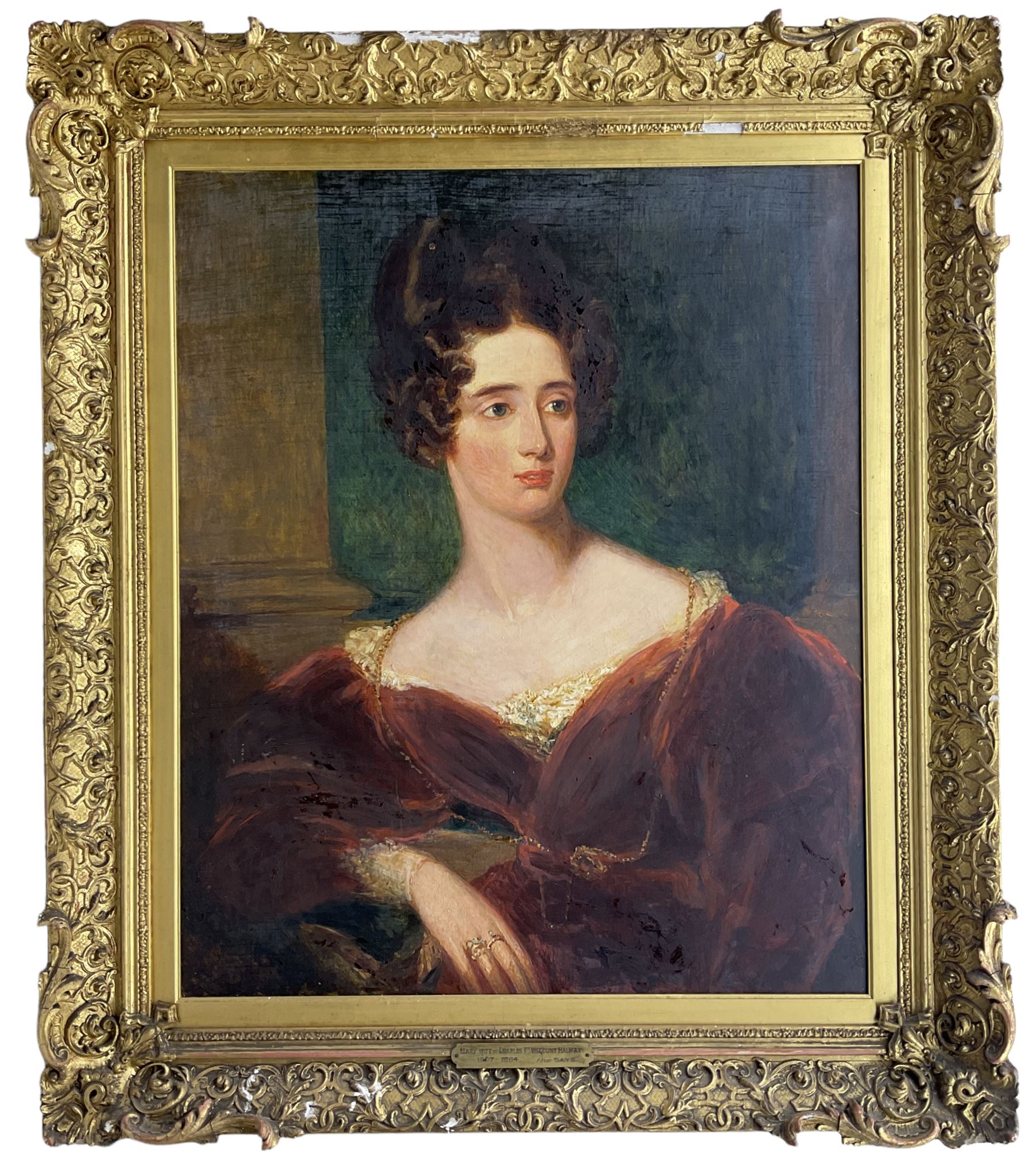 After Frederick Richard Saye (Say) (British 1805-1860): Portrait of 'Mary Wife of Charles 1st Viscou - Image 2 of 4