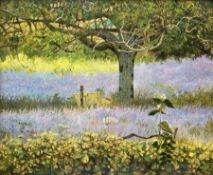 Jack Cudworth (British 1930-2010): Spring Woodland Scene with Bluebells