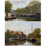 English School (20th century): Amsterdam Canal and River Scene