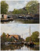 English School (20th century): Amsterdam Canal and River Scene