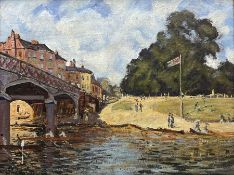 Stanislas L�pine (French 1835-1892) after Alfred Sisley (French 1839-1899): 'Bridge at Hampton Court