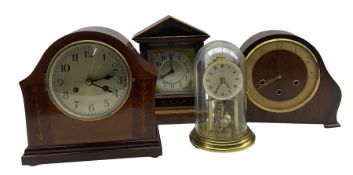 Mantel clock in inlaid mahogany case