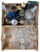 Edinburgh Crystal ships decanter together with quantity of glassware and metal plate in two boxes