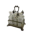 19th/ early 20th century silver plated six bottle cruet stand