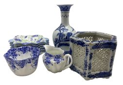 Shelley 'Dainty Blue' sugar bowl and jug