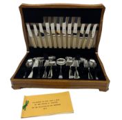 Canteen of Staybrite table cutlery for six covers in oak box