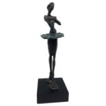 Modern bronze model of a Ballerina with patinated tutu