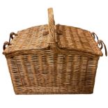 Wicker picnic basket and contents