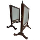 Two mahogany small toilet mirrors with reeded uprights H43cm