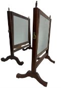 Two mahogany small toilet mirrors with reeded uprights H43cm