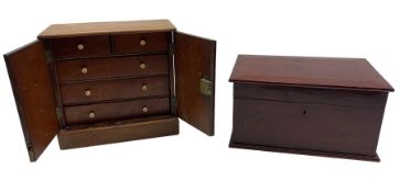 Collectors chest with bone escutcheon and bone handled drawers together with Victorian mahogany work