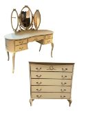 White chest of drawers and dressing chest with mirror back