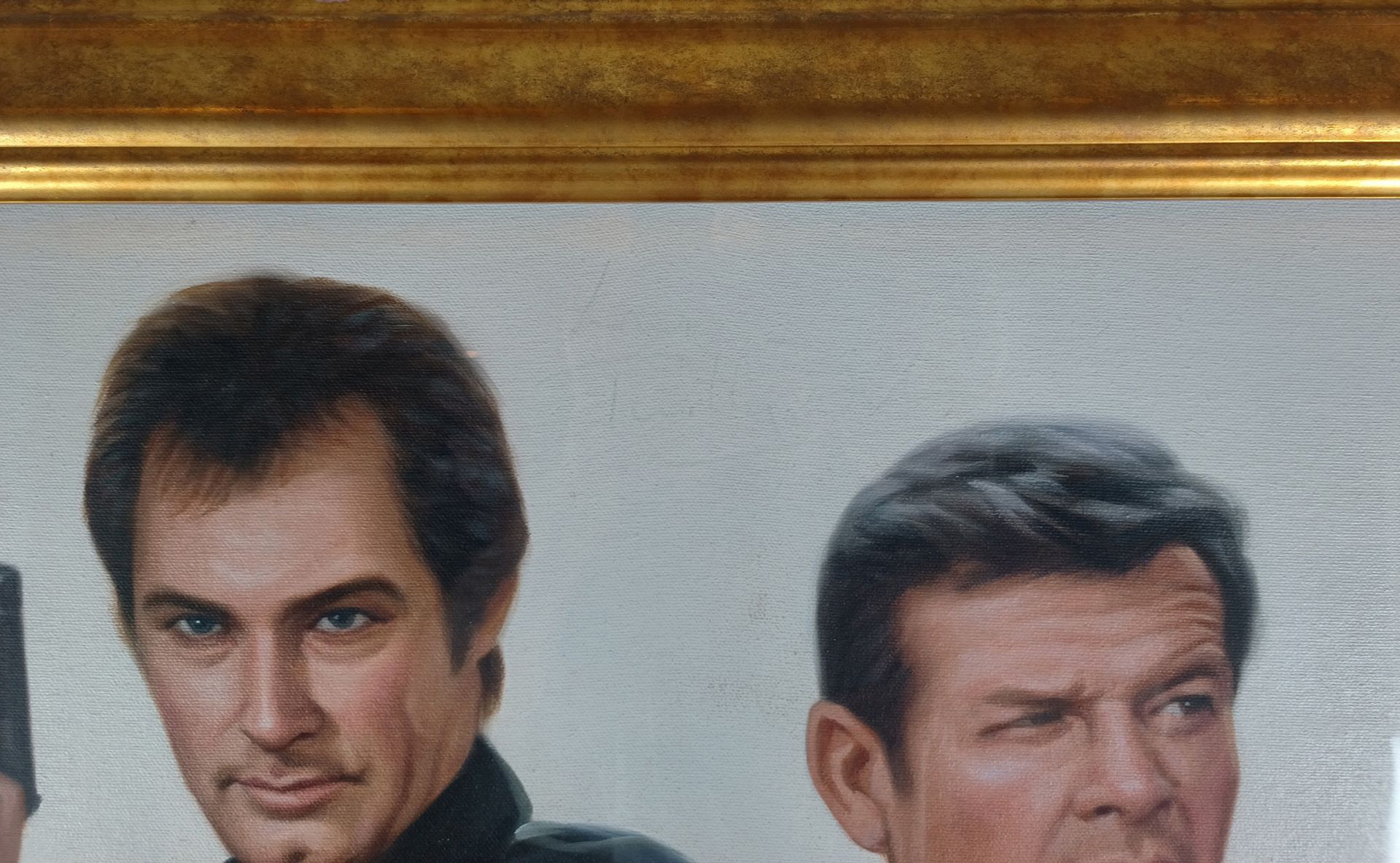 Oil Painting of 4 James Bond Actors with Signatures - Image 7 of 8