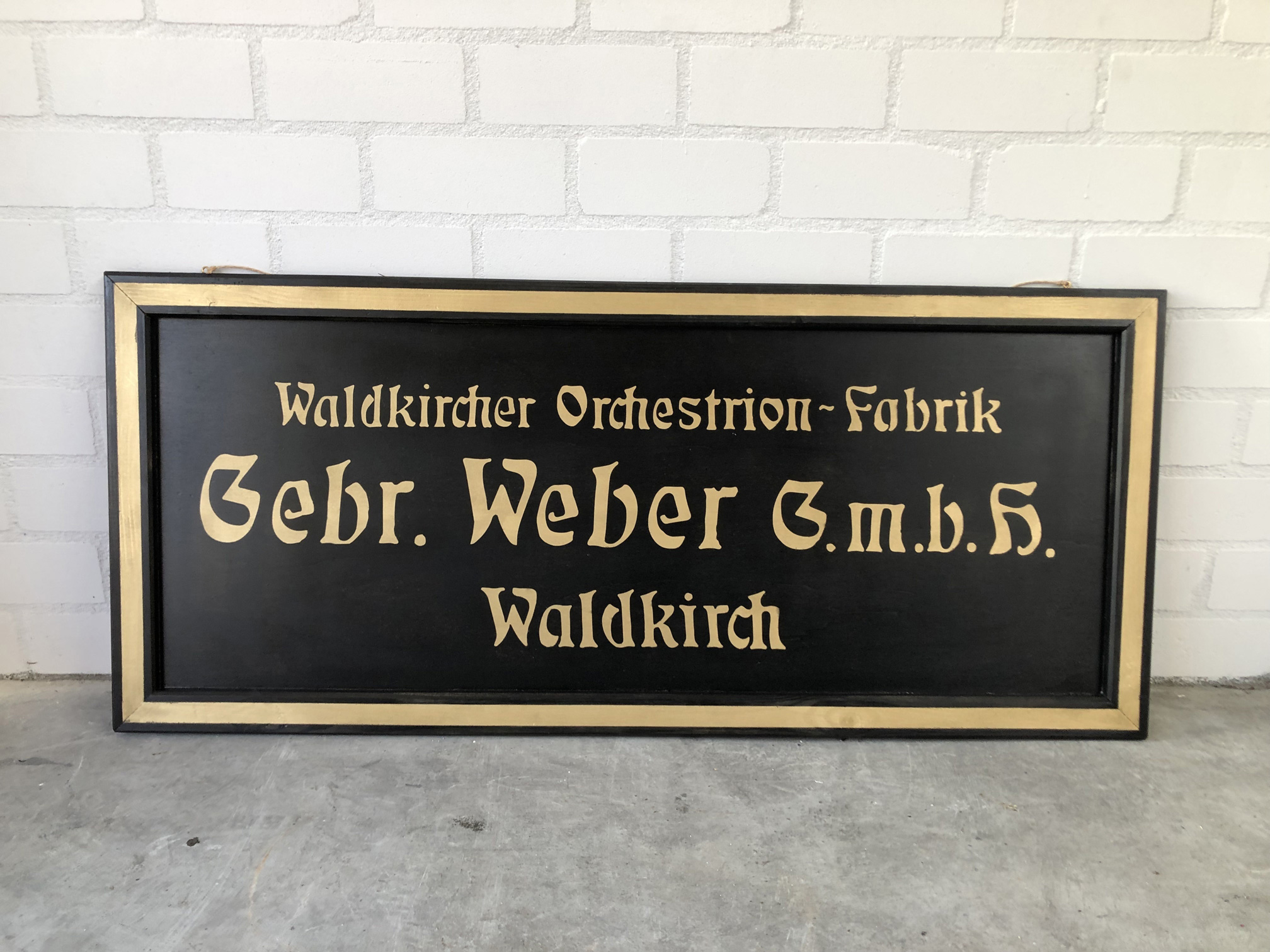 Reproduction Wooden Wall Sign Gebr. Weber Orchestrion Fabrik