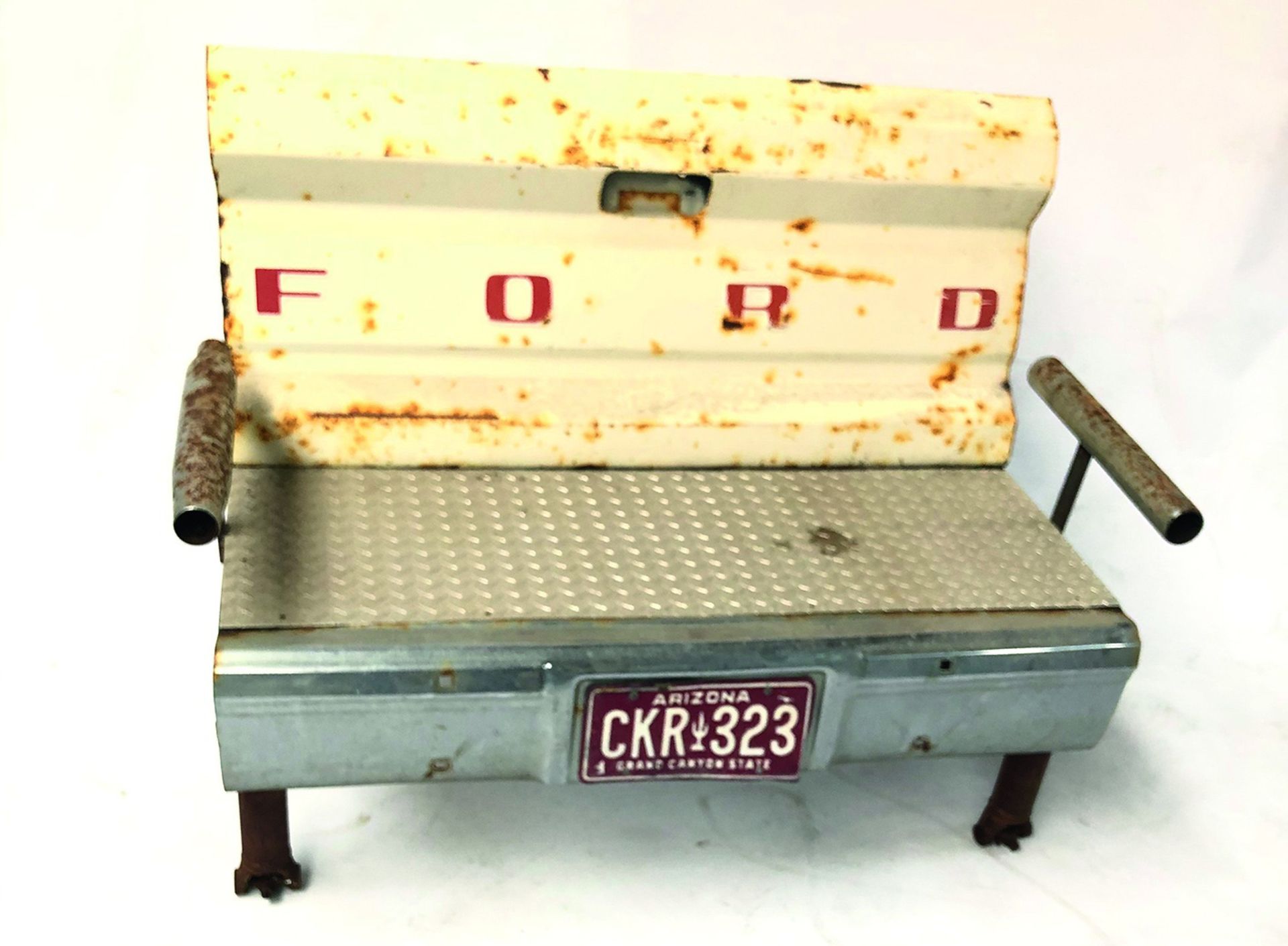 Handmade Metal Bench from Ford Pickup Parts - Image 3 of 3