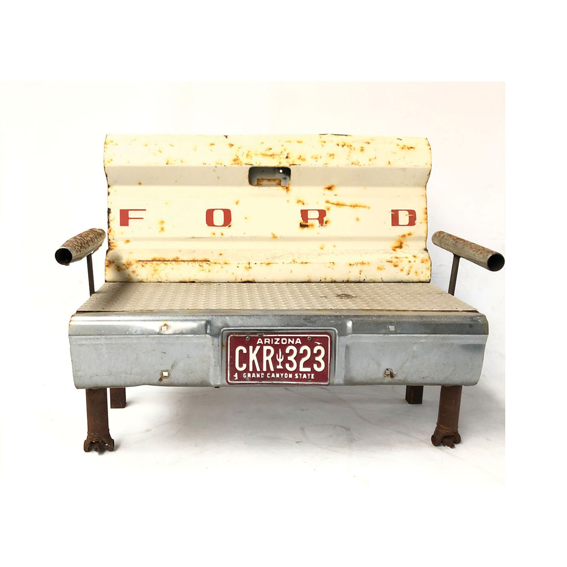 Handmade Metal Bench from Ford Pickup Parts