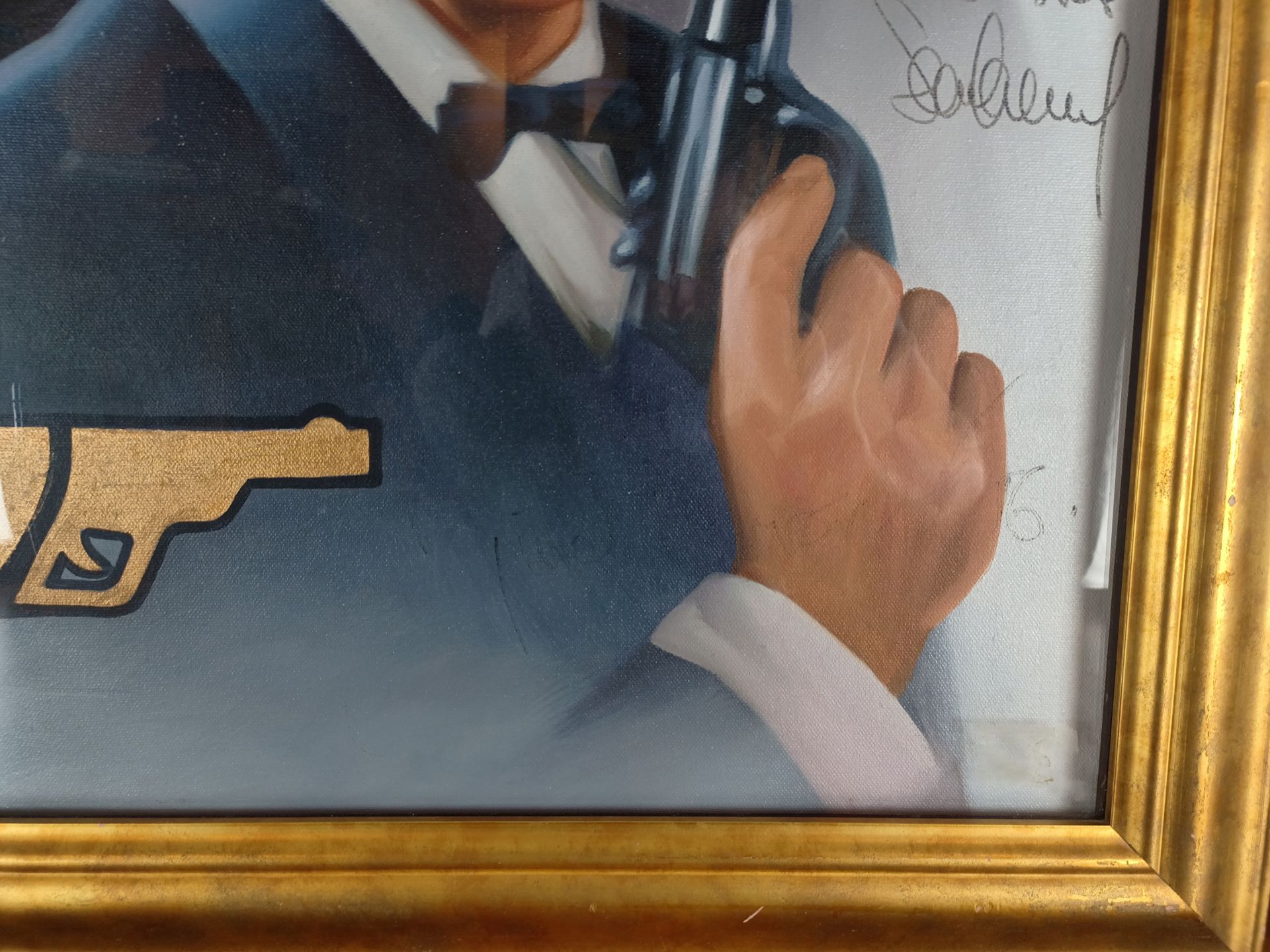 Oil Painting of 4 James Bond Actors with Signatures - Image 6 of 8