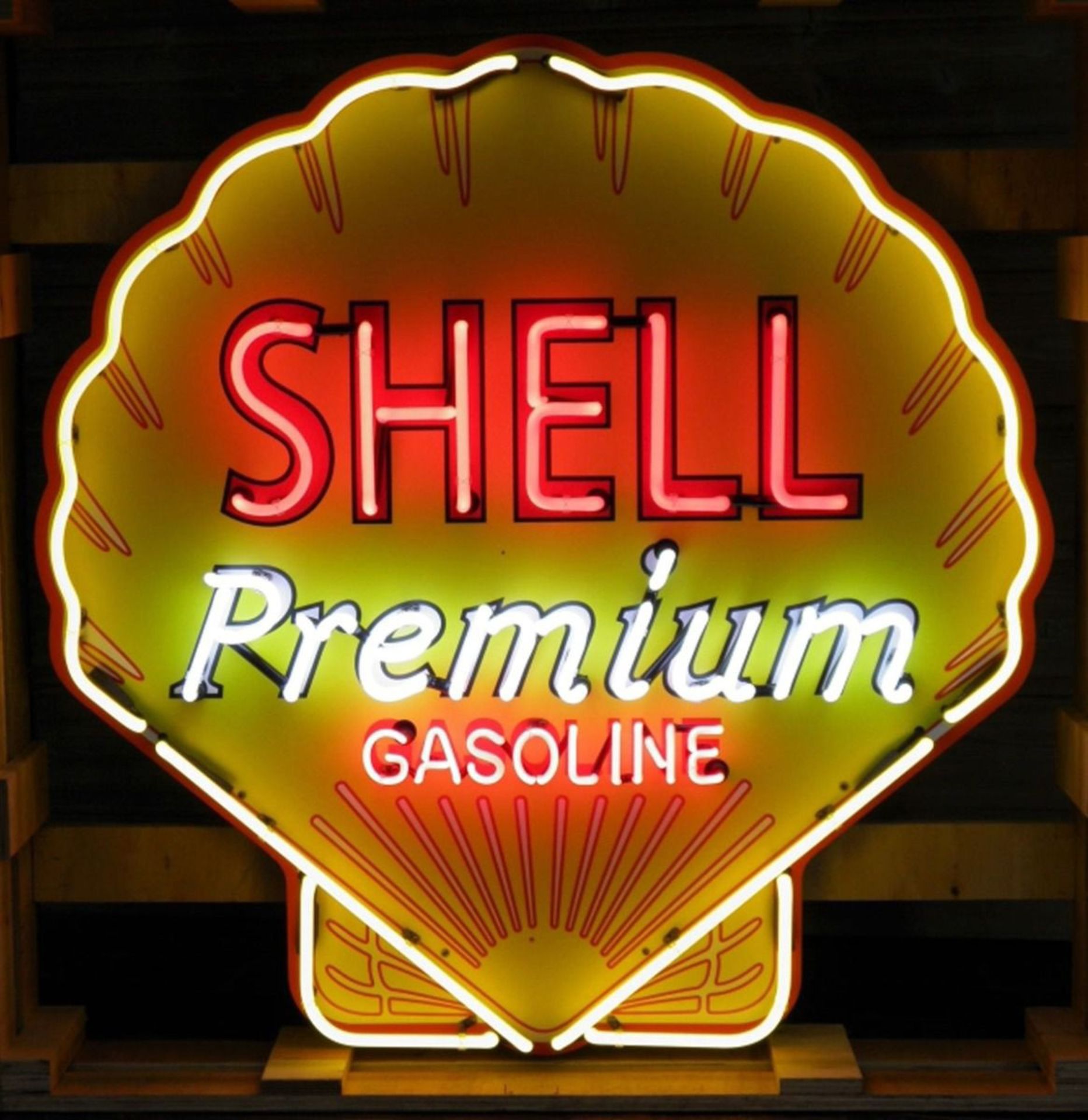 Shell Premium Gasoline Logo Neon Lighting - With Back Plate XL