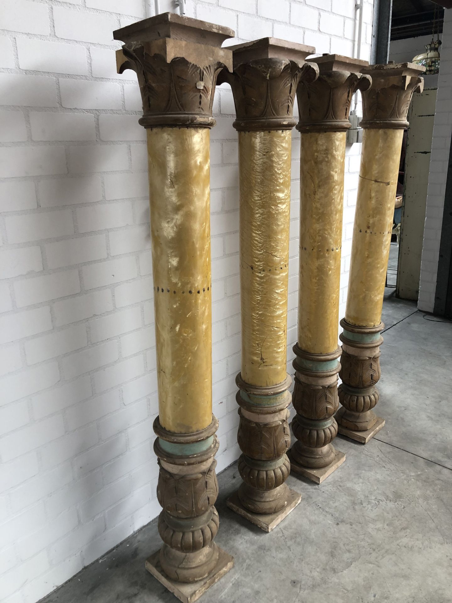 Set of 4 Wooden Pillars from a Carousel or an Organ - Image 2 of 6