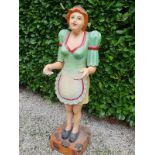 Tall Wooden Waitress Statue