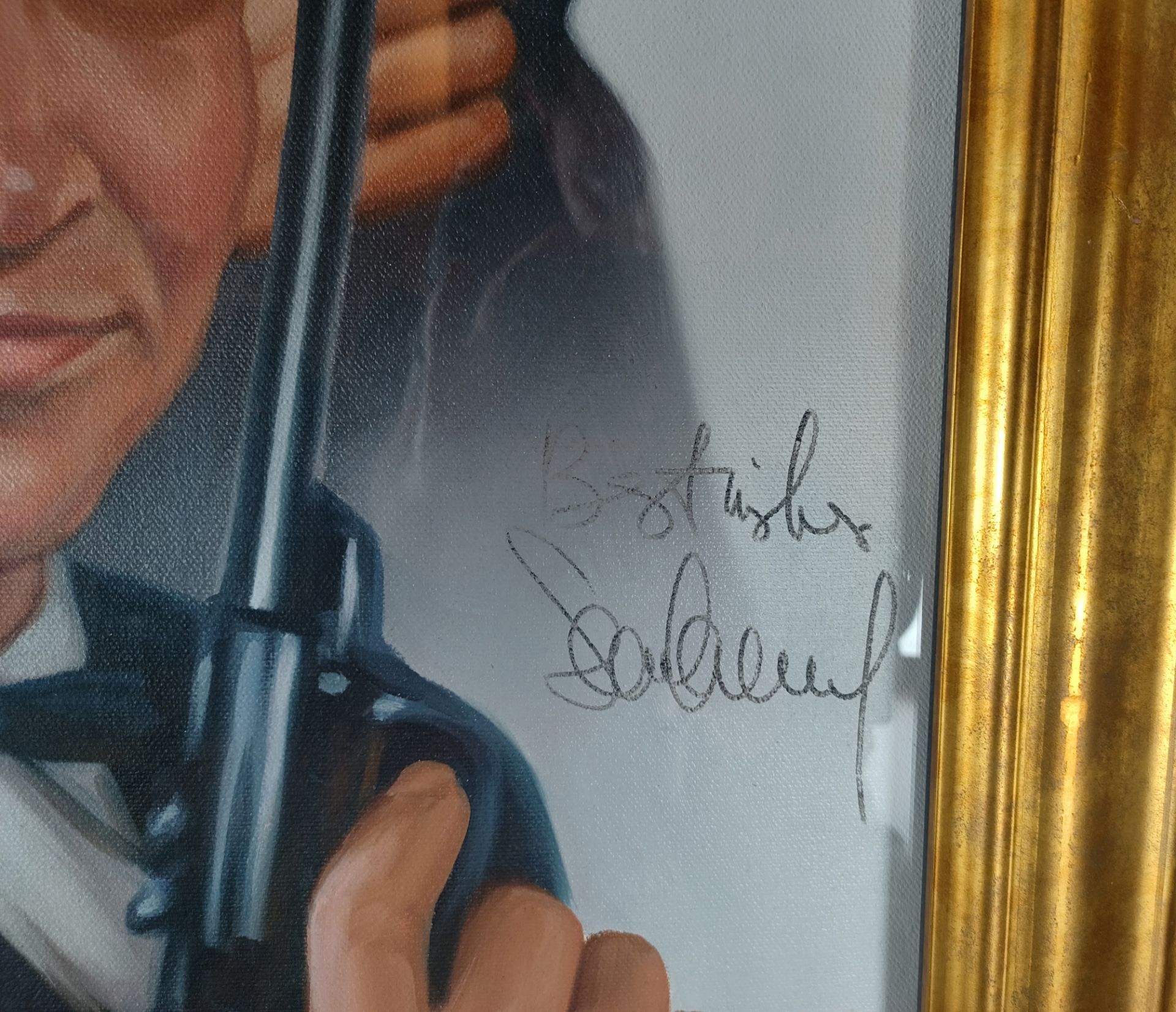 Oil Painting of 4 James Bond Actors with Signatures - Image 5 of 8