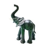 Large Vintage Leather Elephant Statue