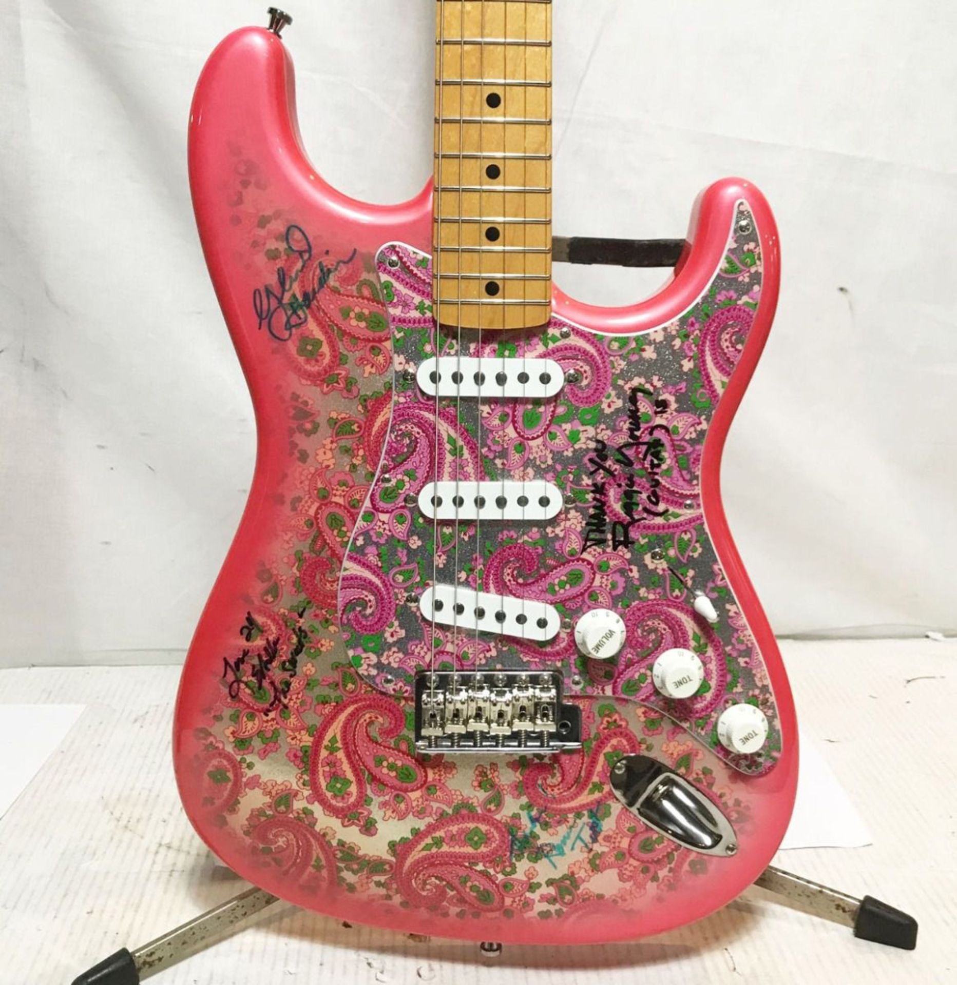 Fender Stratocaster Paisley Guitar Signed By Elvis Presley's Band Members - Image 2 of 8