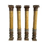 Set of 4 Wooden Pillars from a Carousel or an Organ