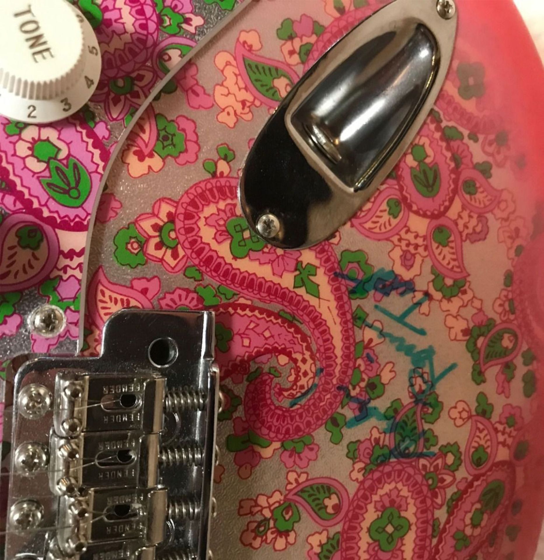 Fender Stratocaster Paisley Guitar Signed By Elvis Presley's Band Members - Image 6 of 8