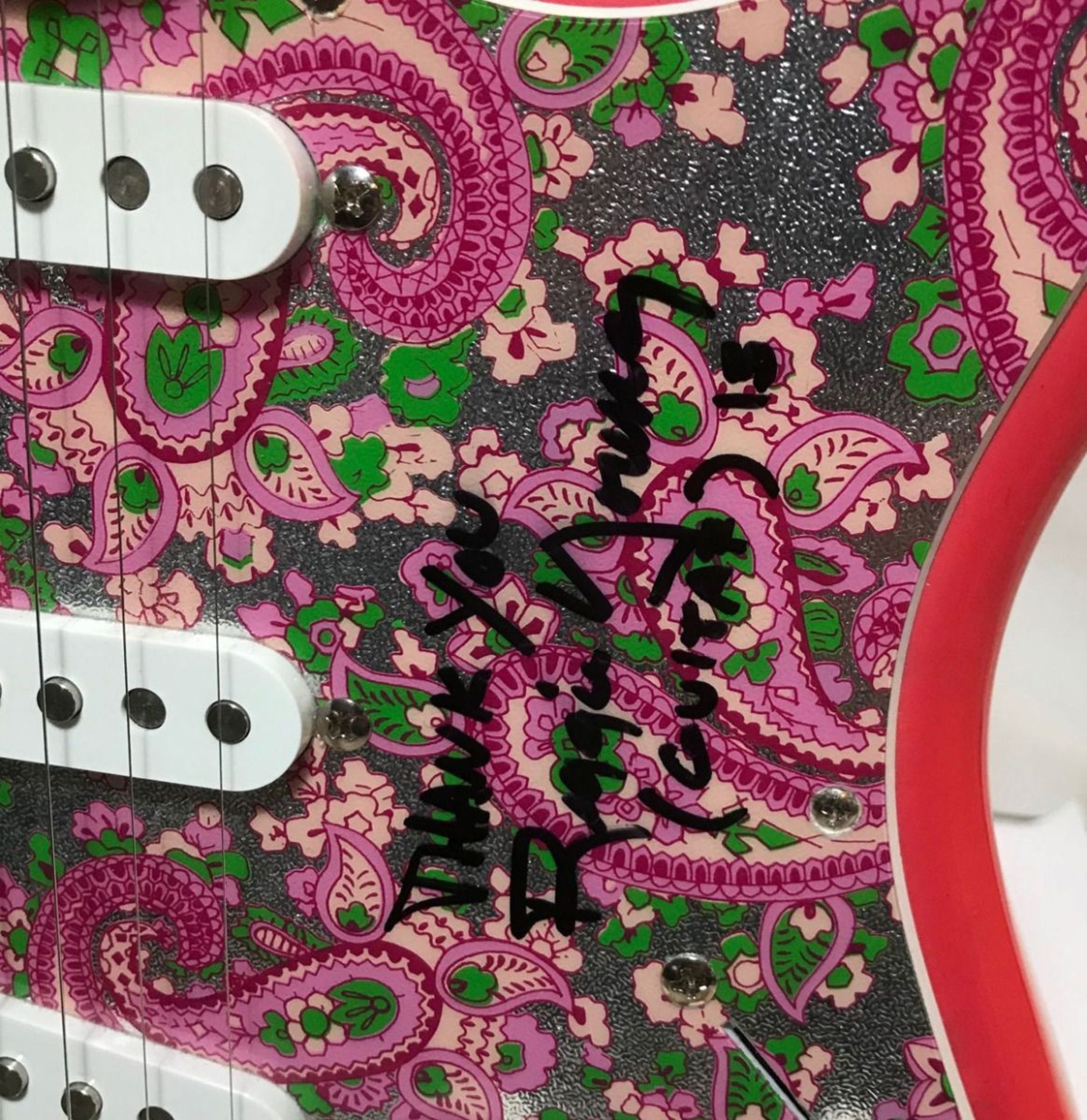 Fender Stratocaster Paisley Guitar Signed By Elvis Presley's Band Members - Image 7 of 8