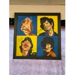 The Rolling Stones Signed Caricature Oil Painting