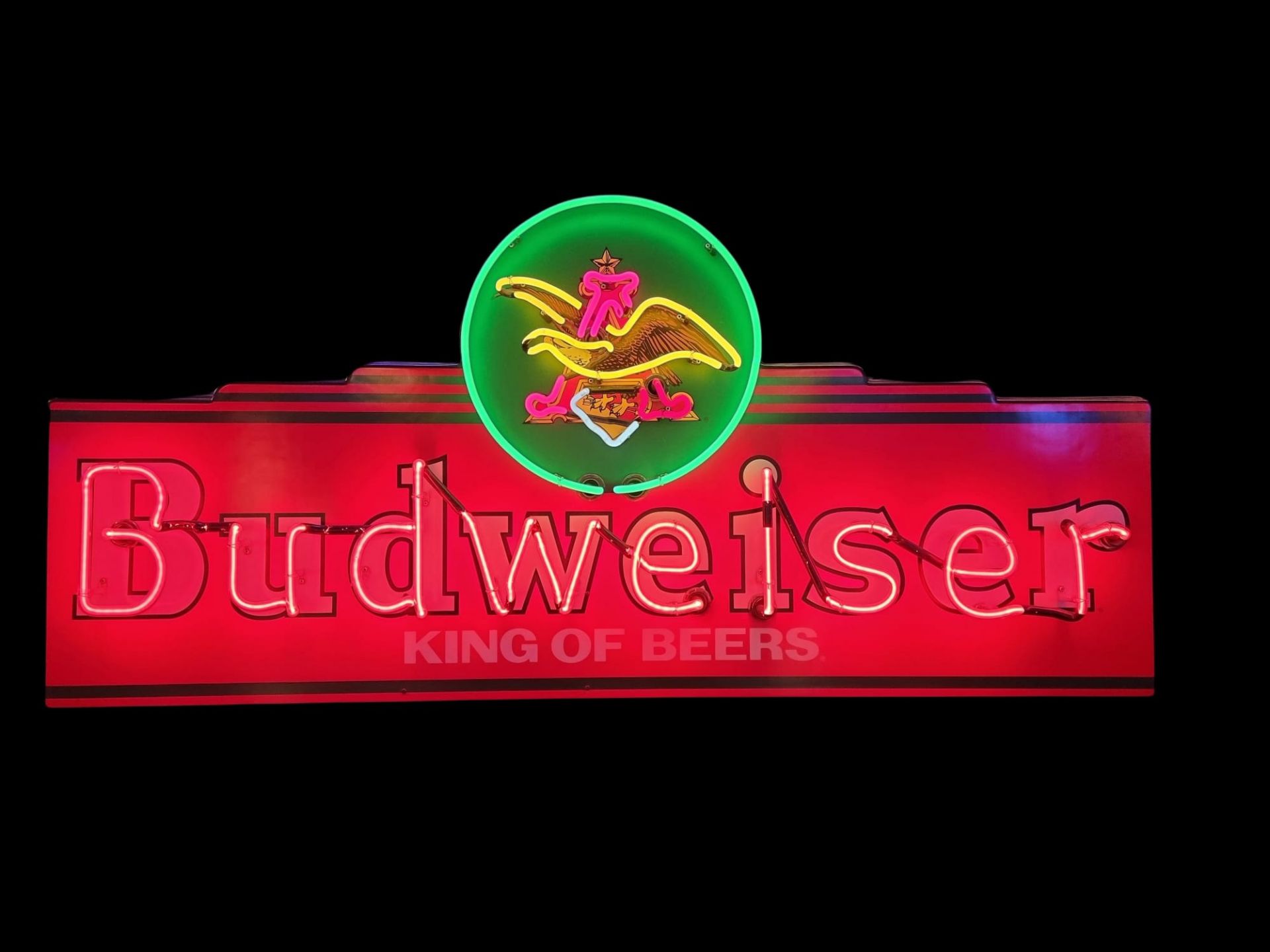 Large Vintage Budweiser Neon Sign with Backplate