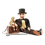 Lot of 2: Ventriloquist Dummy & Hurdy Gurdy with Monkey