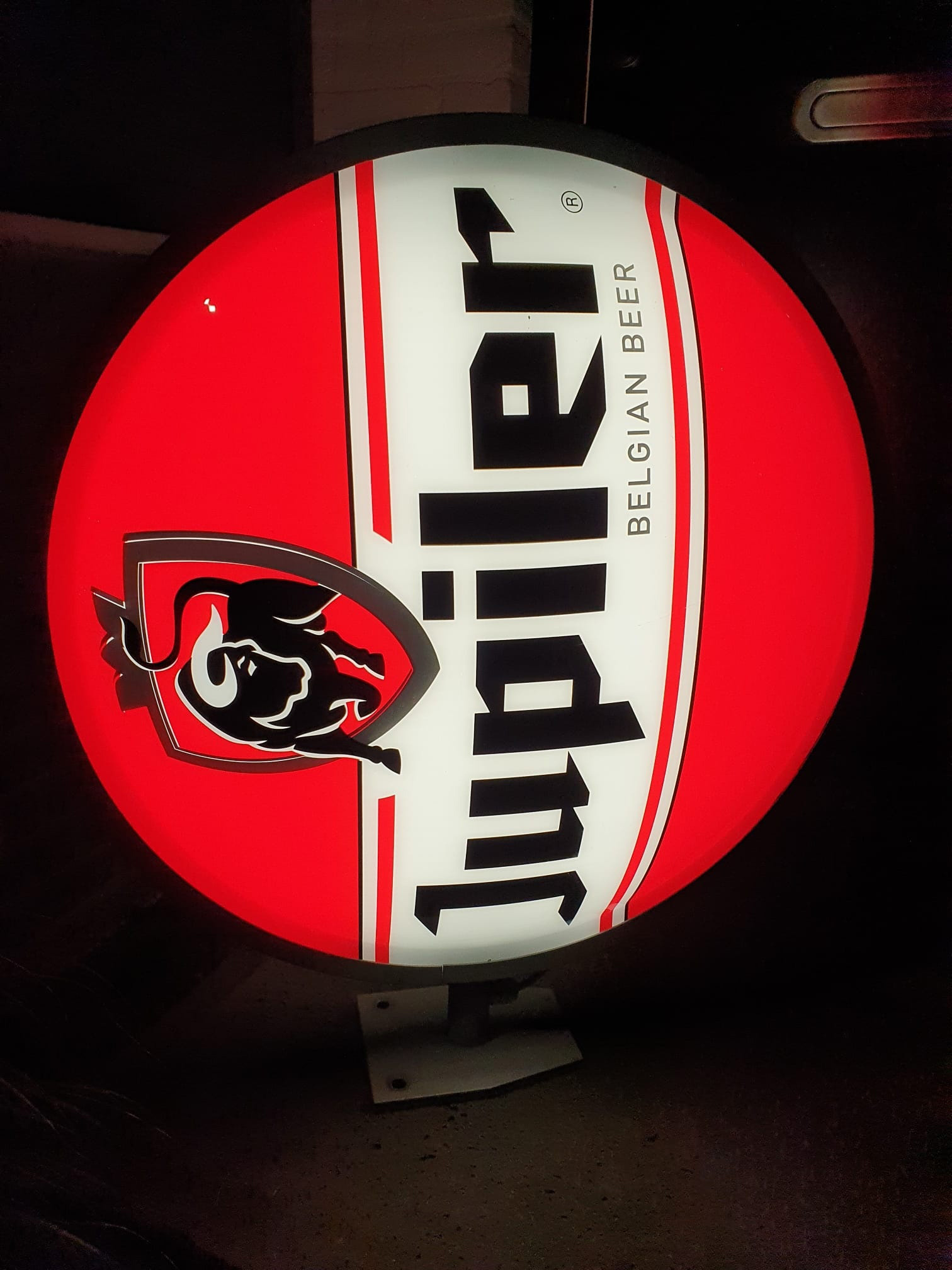 Double-sided Jupiler Belgian Beer Light Up Sign.