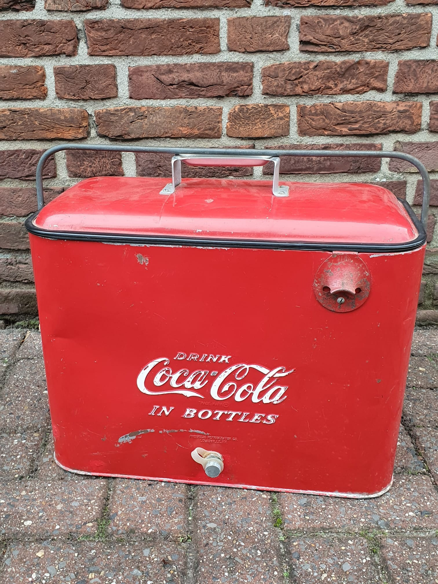 Vintage Coca-Cola Cooler with Bottle Cap Opener  - Image 2 of 6