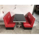 Brand New Set of "Bud" Diner Table and 2 Red Benches