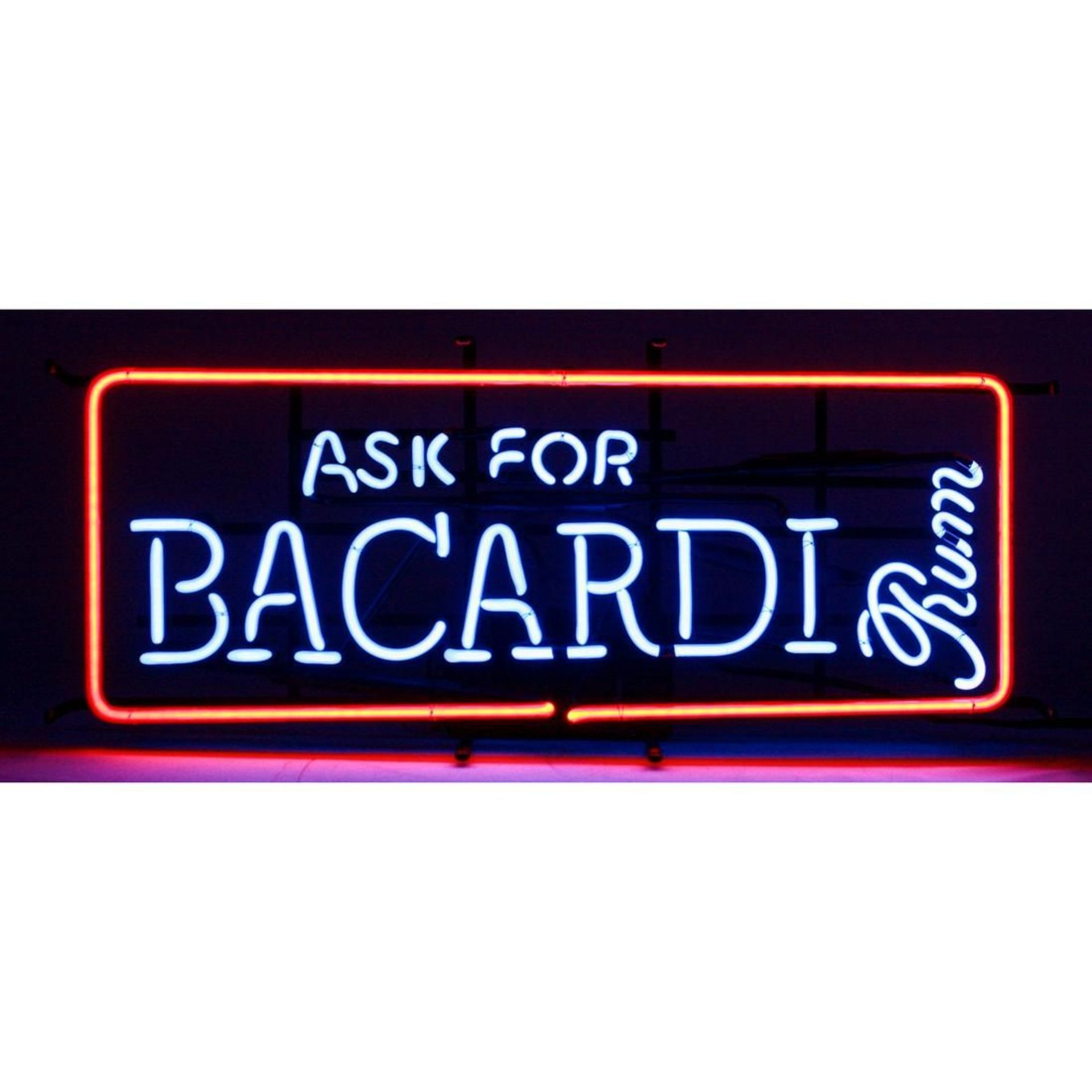 Original Vintage Ask For Bacardi Rum Neon Sign