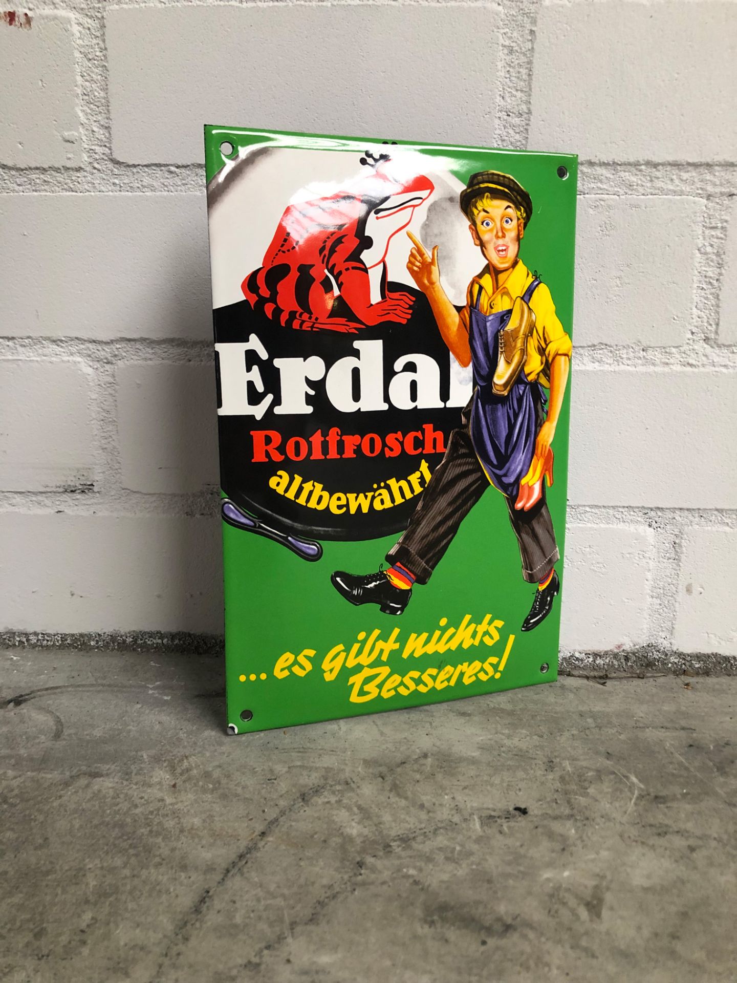 German Enamel Sign Erdal Rotfrosch Shoe Polish - Bild 4 aus 5