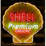 Large Shell Premium Gasoline Logo Neon Sign with Backplate