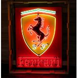 Large Ferrari Logo Neon Sign with Backplate